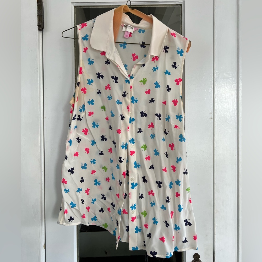 Lily Pulitzer sleeveless silk button down shirt